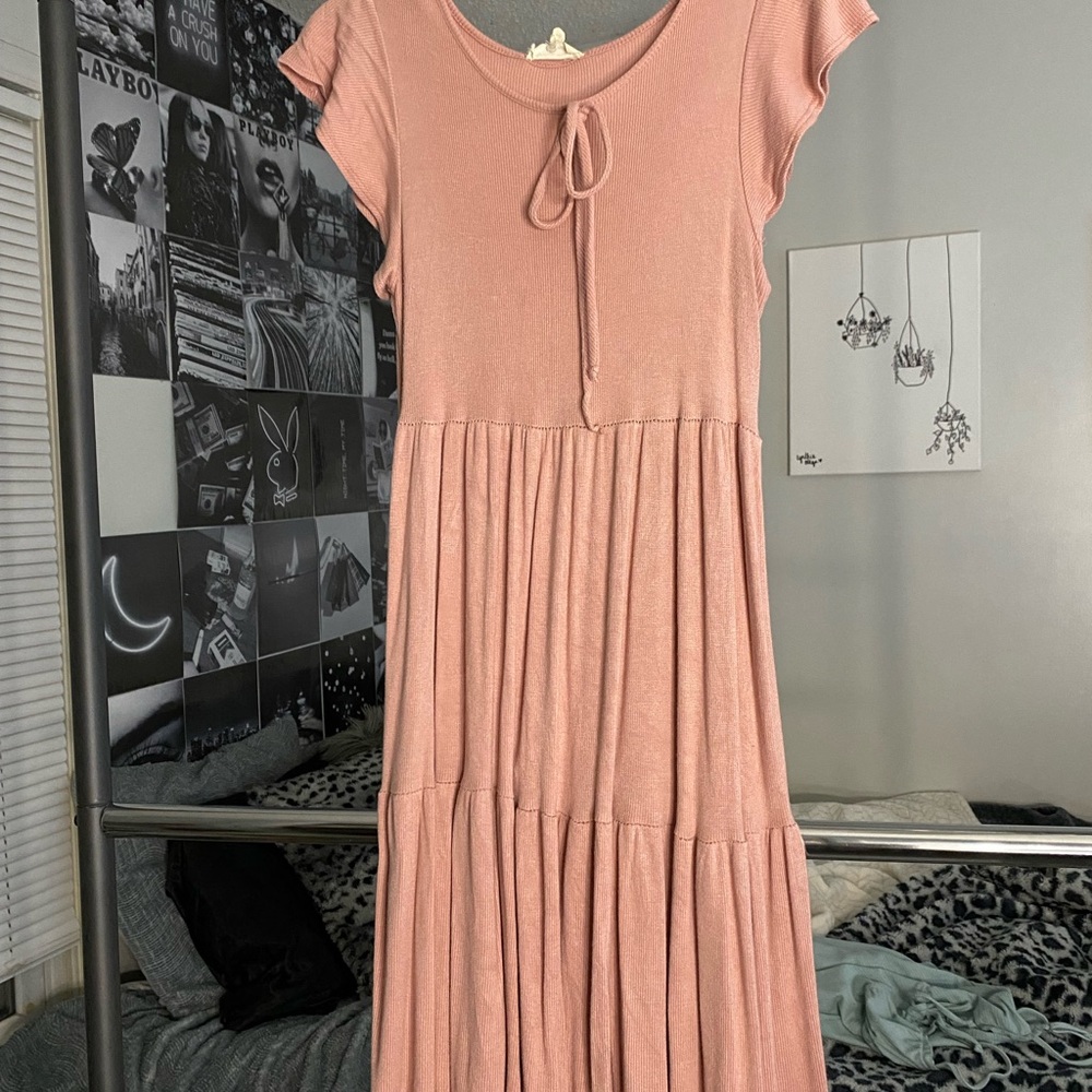 pink ruffled summer dress